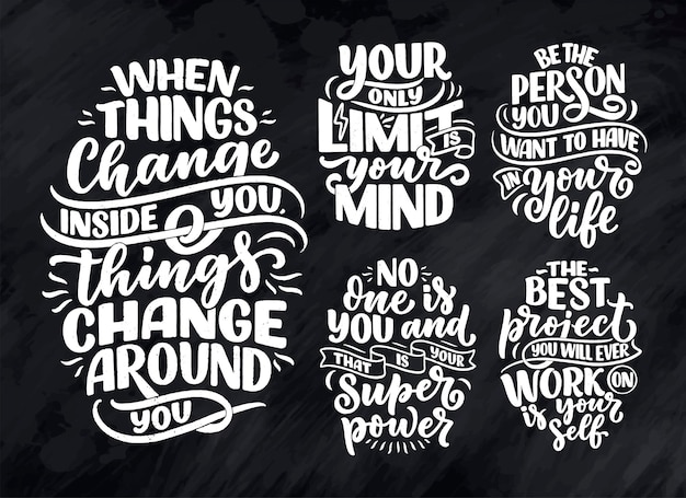 Premium Vector | Set with lettering slogans about be yourself