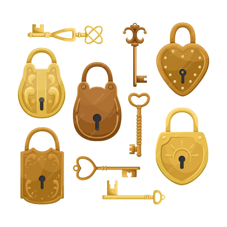 Premium Vector | Set with retro keys and locks.