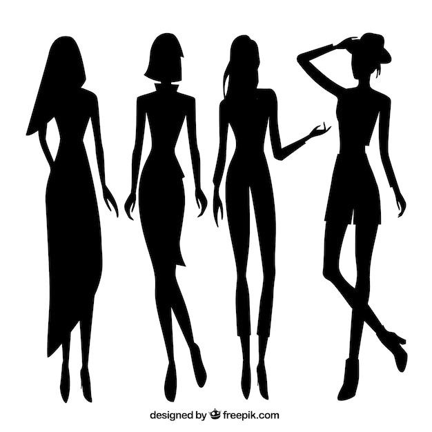 Set Of Women Model Silhouettes Vector Free Download