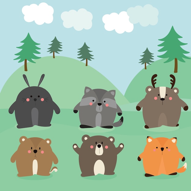 Set of woodland animals | Premium Vector