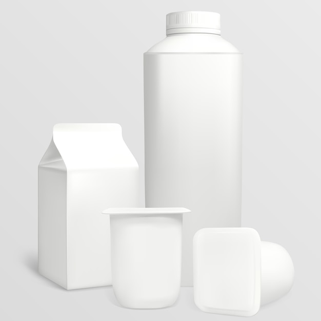 Premium Vector | Set yoghurt cartons. each object can be used ...