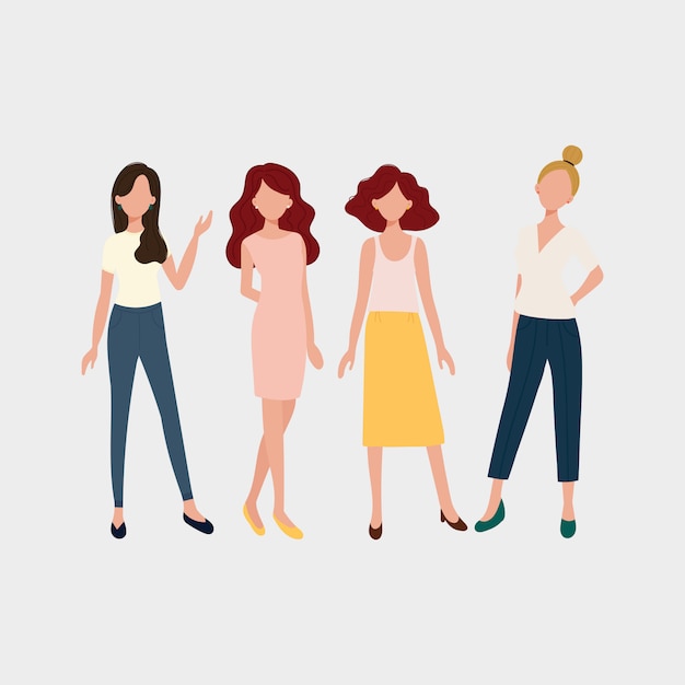 Premium Vector | Set of young fashion women, stylish girls. flat design ...