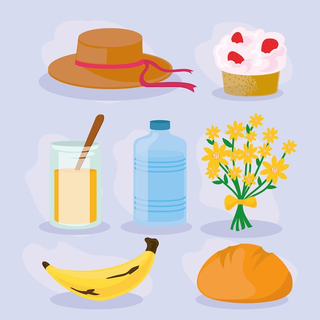 Premium Vector Seven Picnic Icons