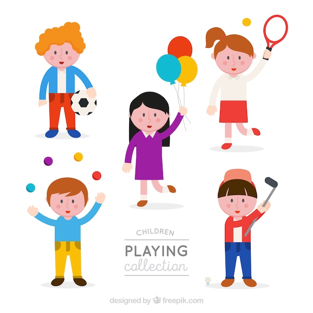Download Free Vector | Several children with elements to play