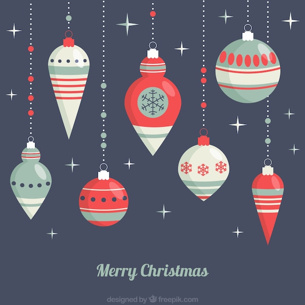 Several christmas balls with fantastic designs | Free Vector