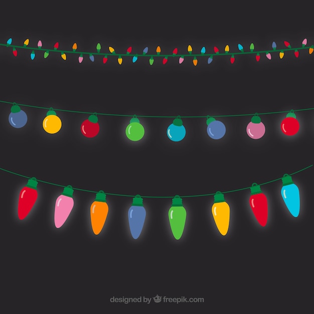 Download Several colored christmas lights Vector | Free Download