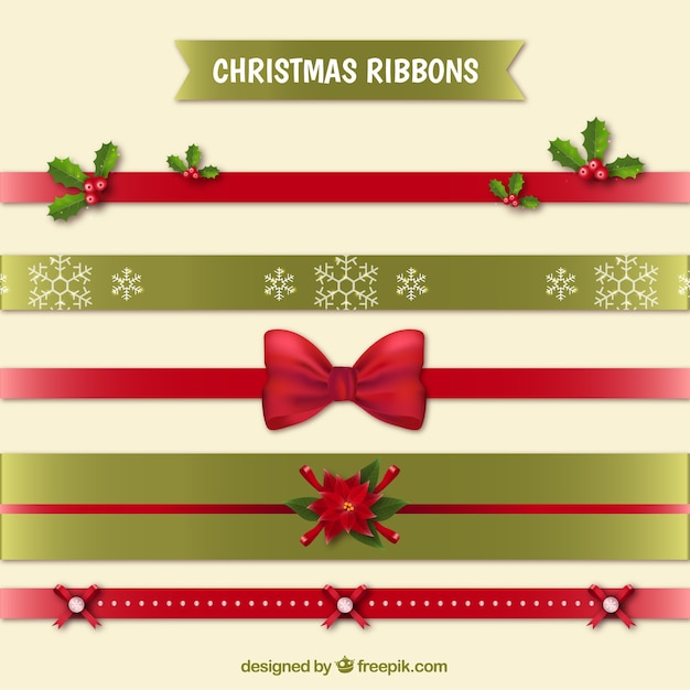 Free Vector  Several decorative christmas ribbons