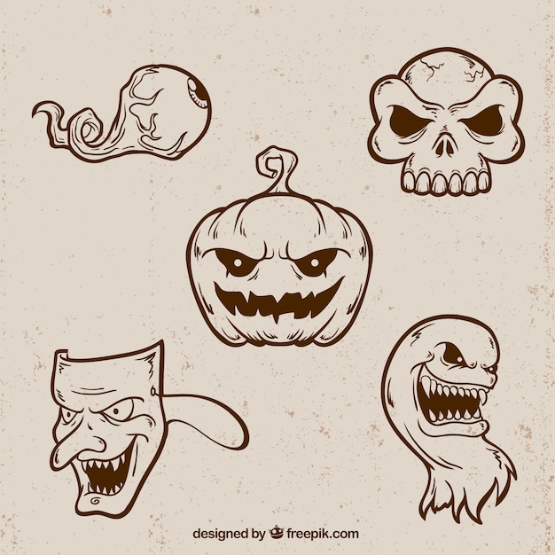 Several drawings of halloween Vector | Free Download