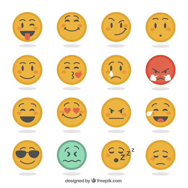 Free Vector | Several expressive emoticons in flat design