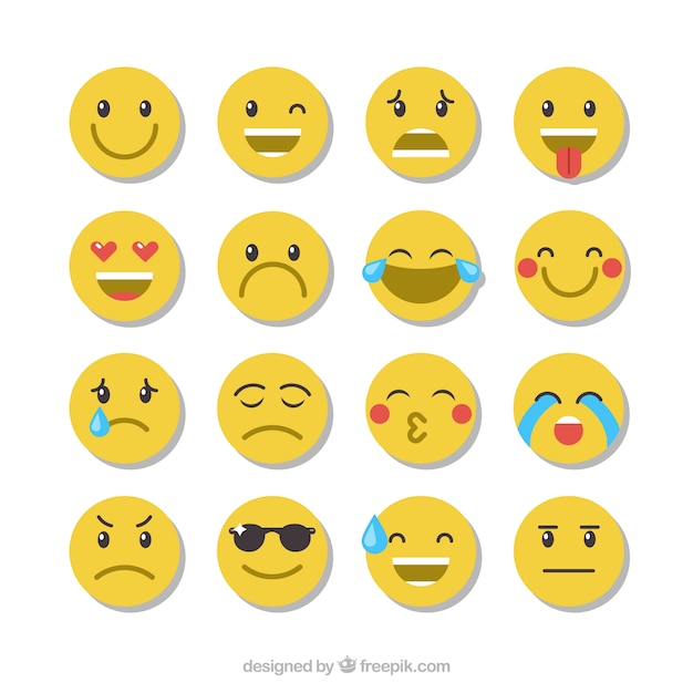 Several flat expressive emoticons Vector | Free Download