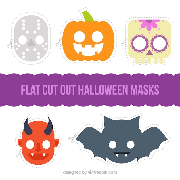 Download Free Vector | Several halloween masks in flat design