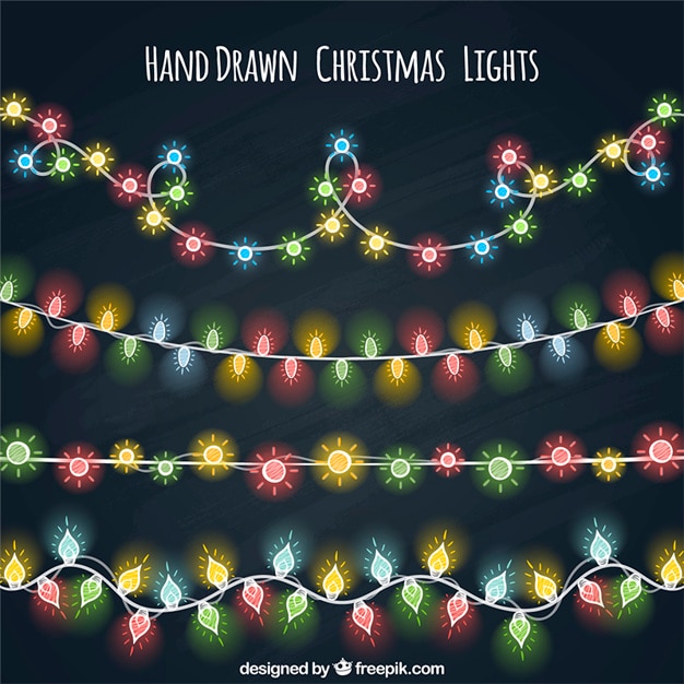Free Vector | Several hand drawn colored string ligths