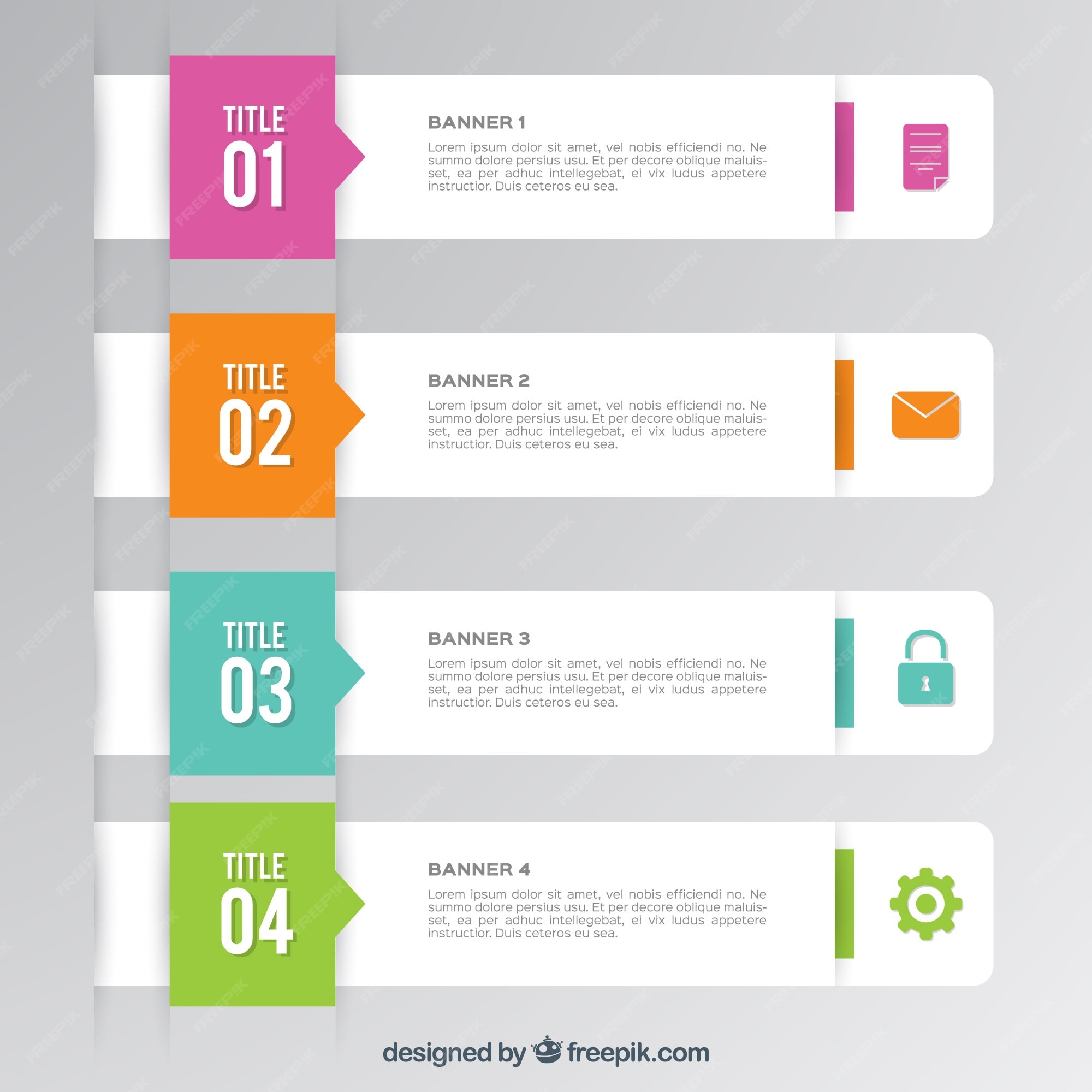 Free Vector Several Infographic Banners With Colored Elements