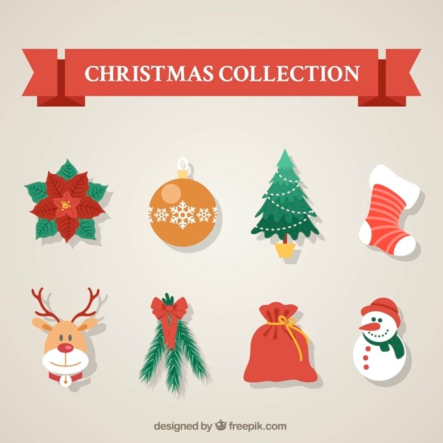 Download Several nice christmas elements | Free Vector