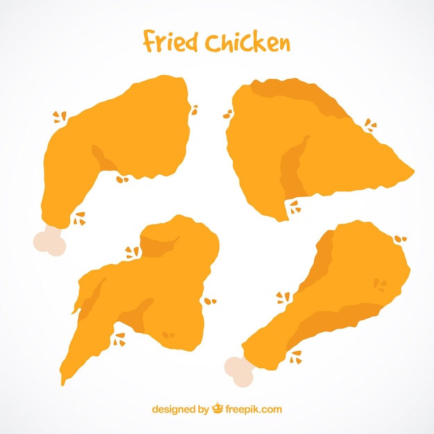 Several pieces of tasty fried chicken | Free Vector