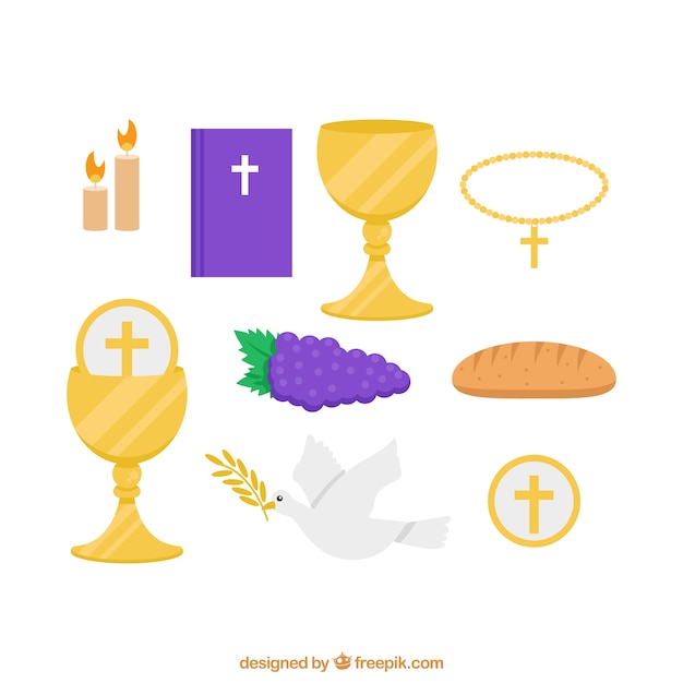 Several Traditional Elements Of First Communion Vector 