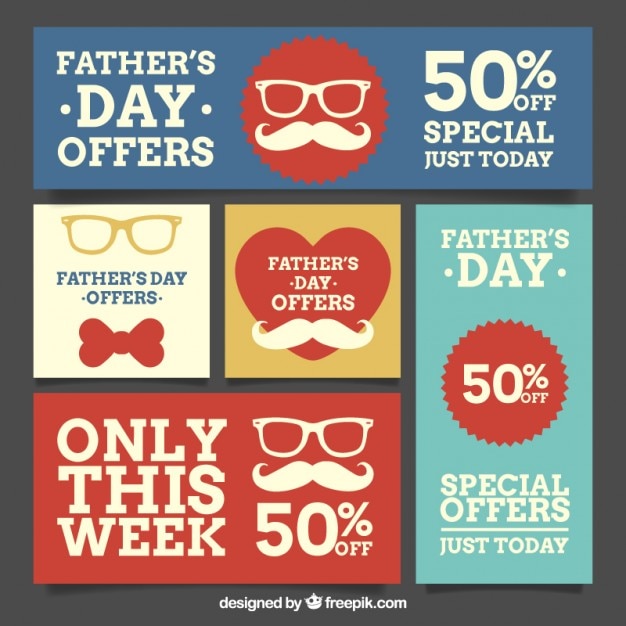 Several vintage sale banners of father\'s\
day
