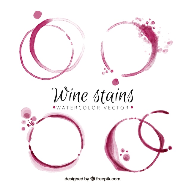 Several watercolor wine stains