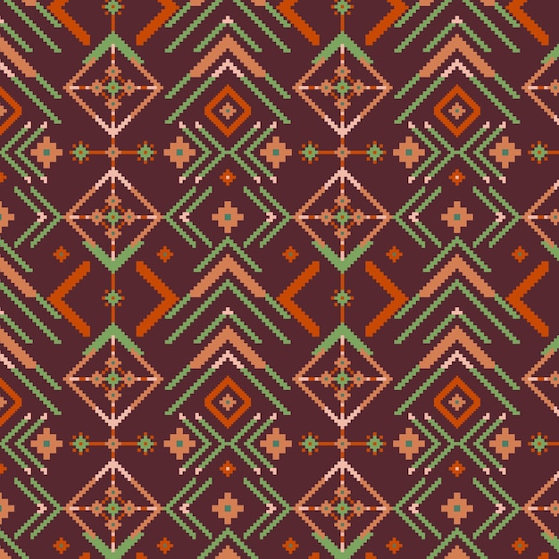 Premium Vector | Shades of brown songket seamless pattern template