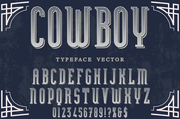 Premium Vector | Shadow effect alphabet set with word cowboy