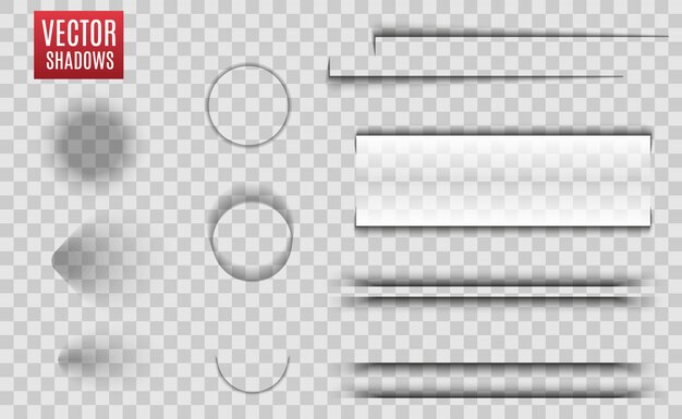 影が分離されました 透明な影のリアルなイラスト 分離された透明な影付きページ区切り ページセット プレミアムベクター