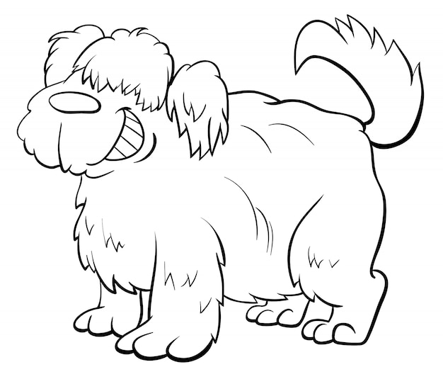 Shaggy sheep dog character coloring book   Premium Vector