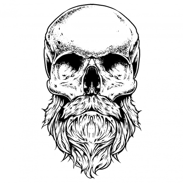 Premium Vector | Shaggy skull engraving illustration