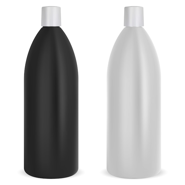 Download Shampoo bottle set. black and white mockup package | Premium Vector