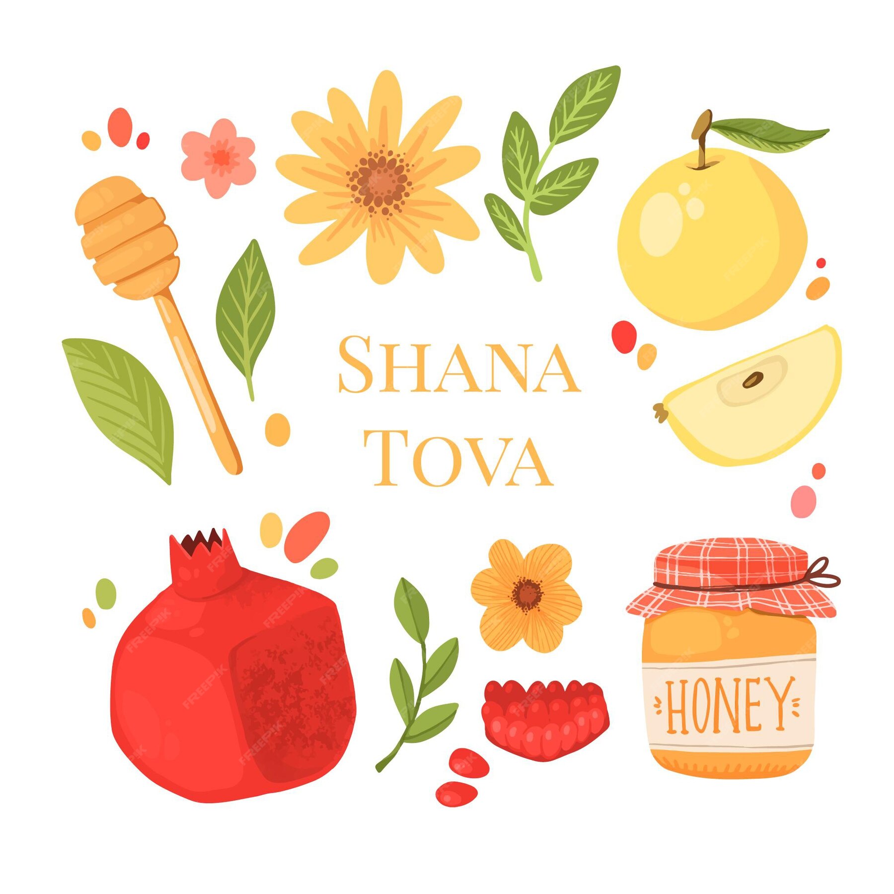 Premium Vector | Shana tova drawing collection