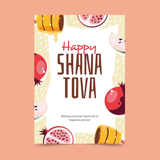 Free Vector Shana tova greeting card template