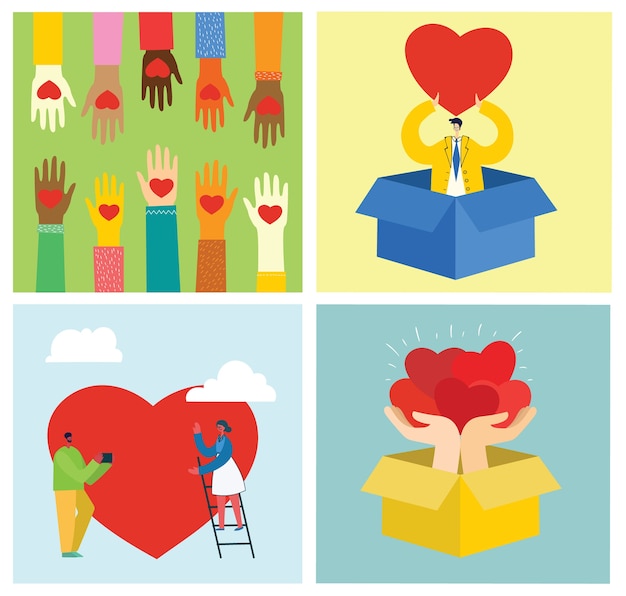 Premium Vector Share Your Love People With Hearts As Love Massages Illustration For 9410