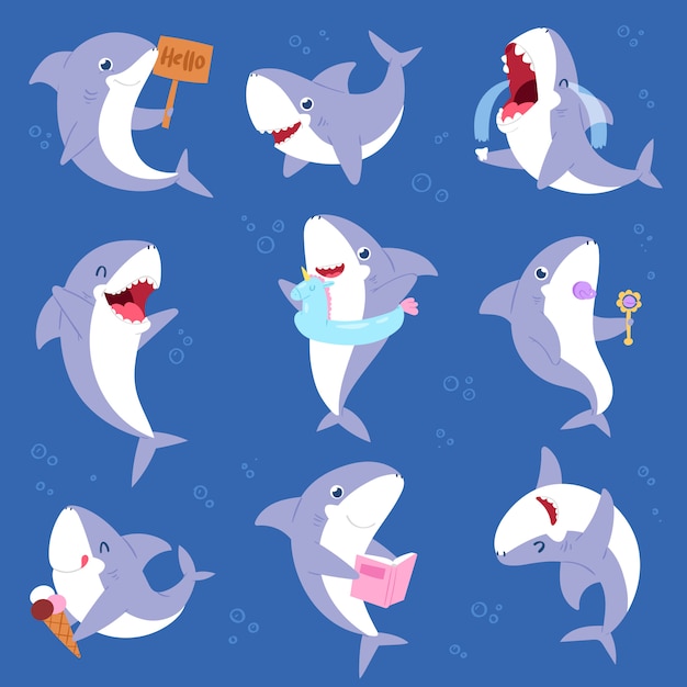 Download Premium Vector | Shark cartoon seafish smiling with sharp ...