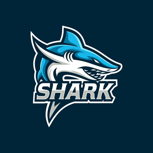 Shark esport gaming mascot shield template Vector | Premium Download