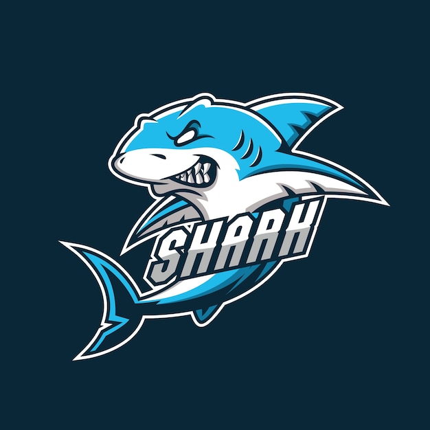 Premium Vector | Shark gaming mascot logo in navy background