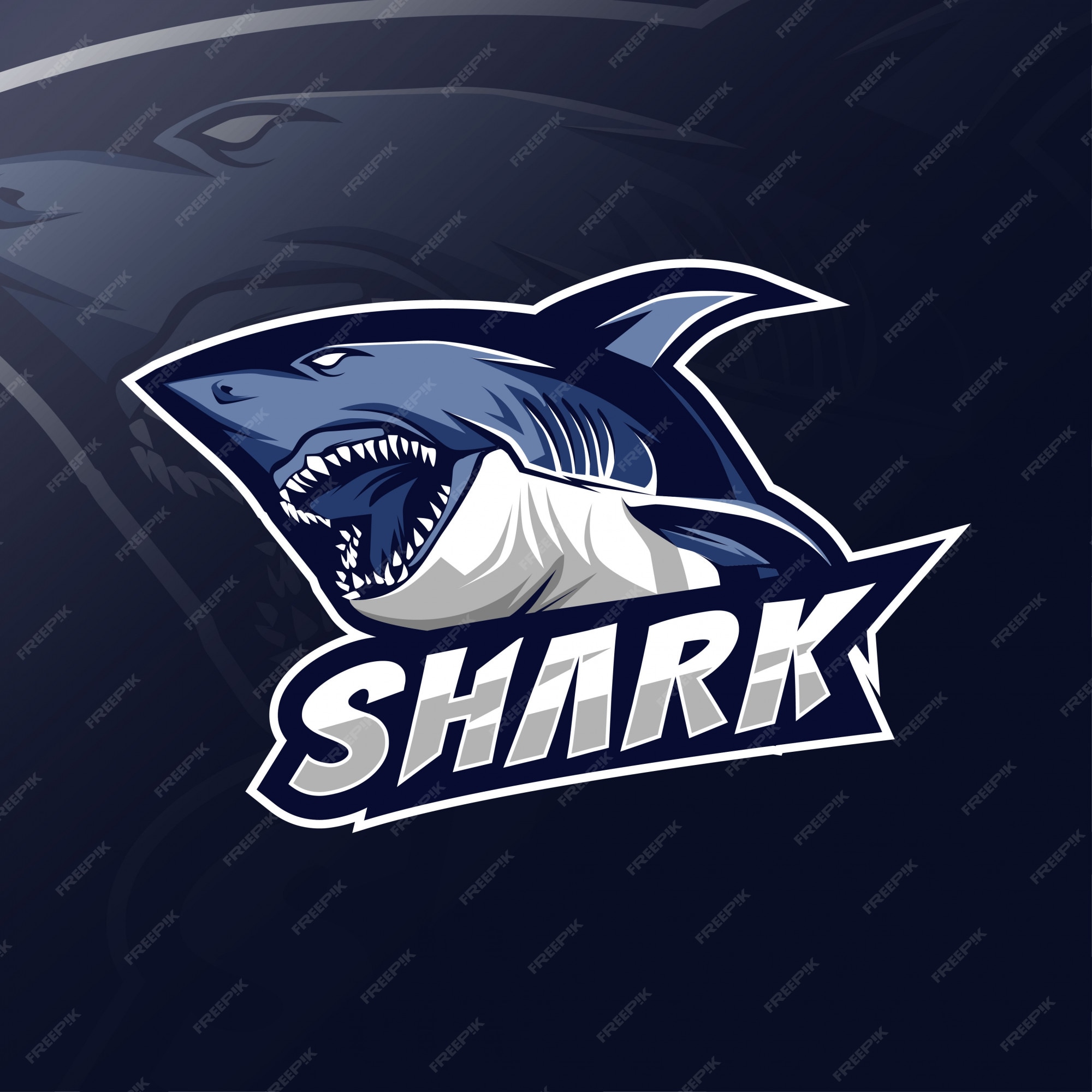 Premium Vector | Shark mascot logo esport design