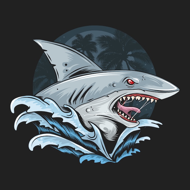 Download Shark rage face deep blue sea artwork | Premium Vector