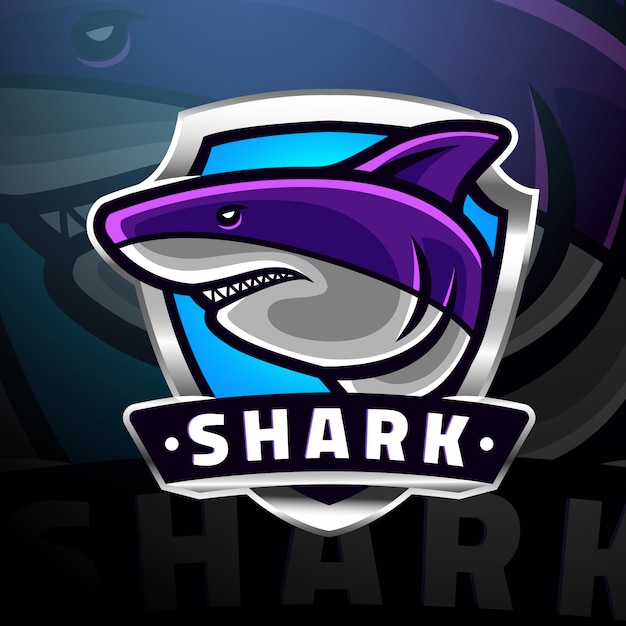 Premium Vector | Shark and shield logo esport