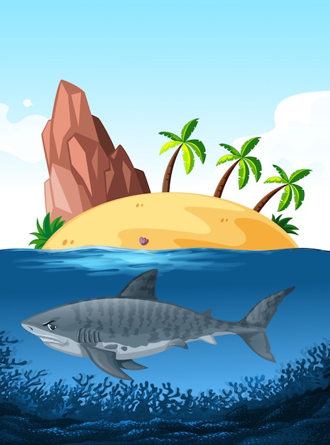 Download Shark swimming under the ocean | Free Vector