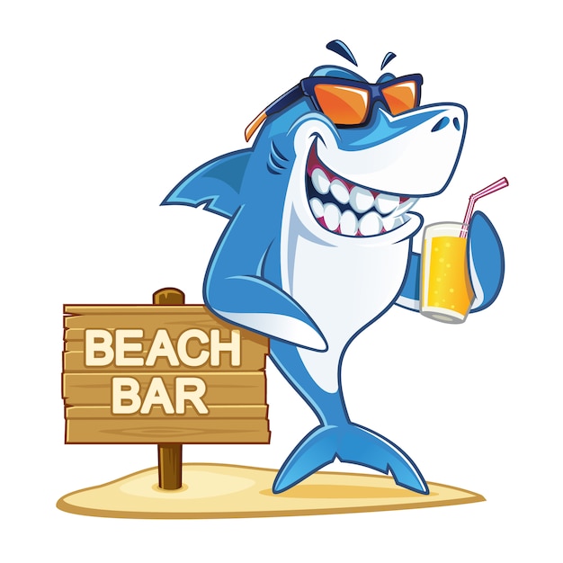 Premium Vector Shark With Sunglasses Holding Glass Of Juice