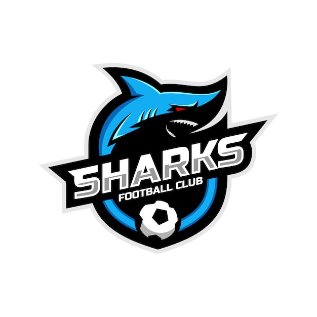 サッカーチームのロゴのサメマスコットロゴ プレミアムベクター