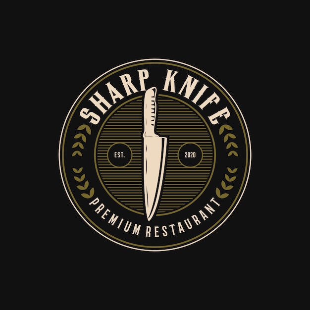 Premium Vector | Sharp knife restaurant vintage logo design template ...