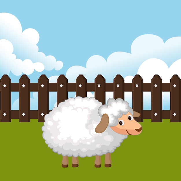 Premium Vector | Sheep in the farm scene