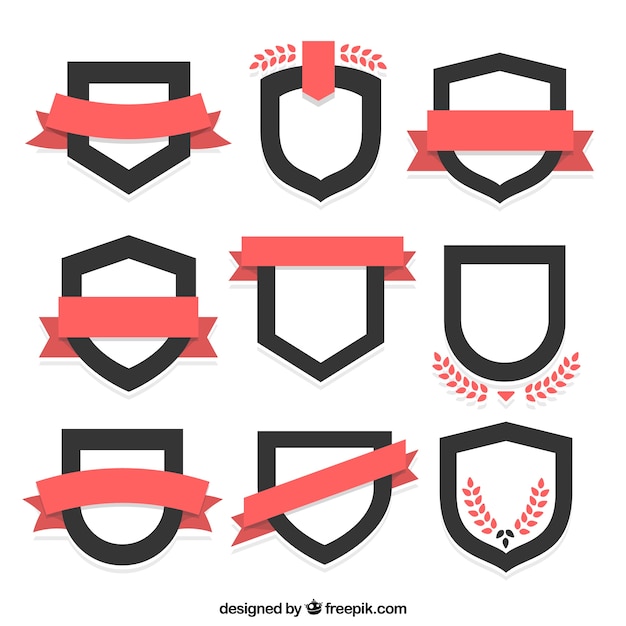 Free Vector Shield Badge With Ribbon Collection