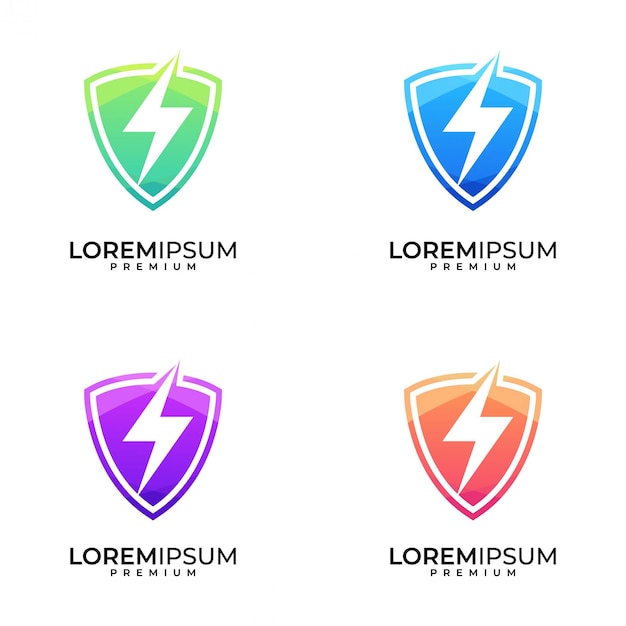 Download Free Shield Bolt Colorful Logo Design Set Premium Vector Use our free logo maker to create a logo and build your brand. Put your logo on business cards, promotional products, or your website for brand visibility.