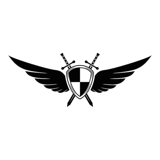 Premium Vector | Shield design with wing and sword