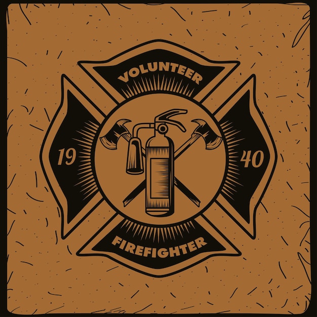 Premium Vector | Shield of firefighter volunteer