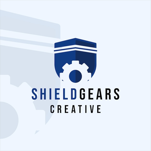 Premium Vector Shield And Gears Logo Modern Vintage Vector Illustration Template Icon Graphic
