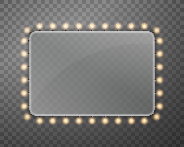 Shine string bulbs banner billboard lights. Premium Vector