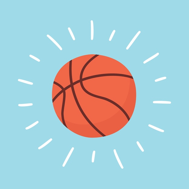輝くバスケットボールボール スポーツカード 漫画の手描きイラスト プレミアムベクター