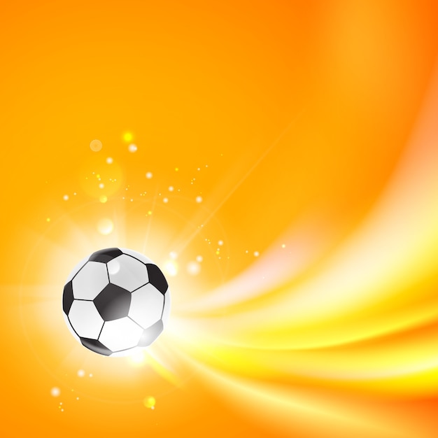 Shining soccer-ball on an orange\
background